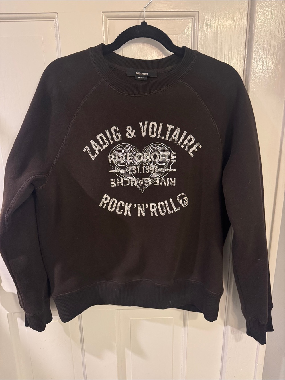 Zadig & Voltaire Black Graphic Rock 'n' Roll Crewneck Sweatshirt